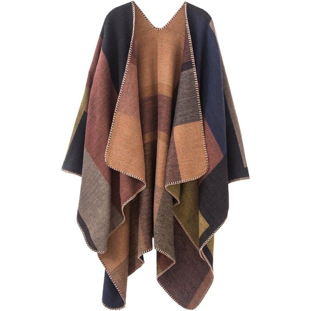 Women's Knit Poncho Cape Polyester One Size Casual Winter Wrap